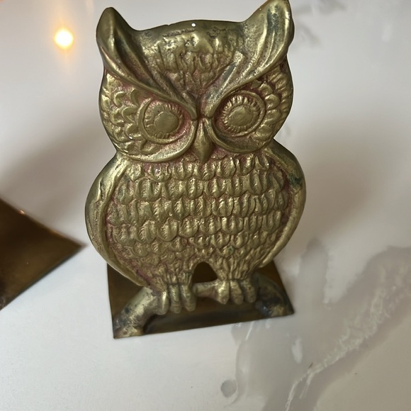 Vintage Pair of Brass Owl Bookends - Picture 2 of 11